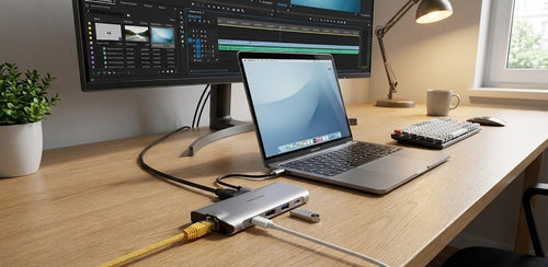 Hub USB-C 8 em 1 Flow Pro - Conexão Ethernet RJ45 e HDMI 4K