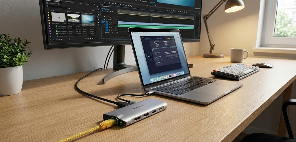 Hub USB-C 8 em 1 Flow Pro - Conexão Ethernet RJ45 e HDMI 4K