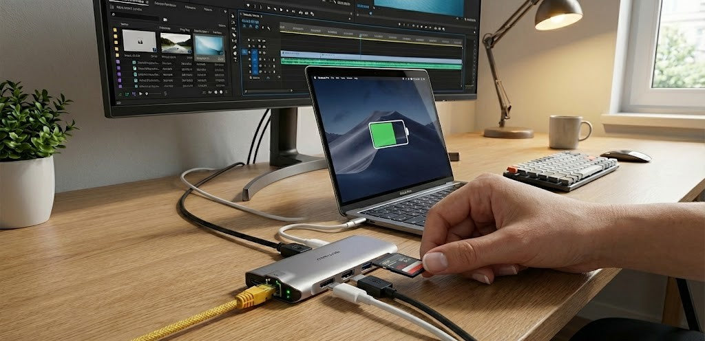 Hub USB-C 8 em 1 Flow Pro - Conexão Ethernet RJ45 e HDMI 4K
