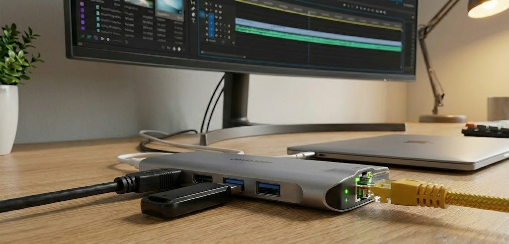 Hub USB-C 8 em 1 Flow Pro - Conexão Ethernet RJ45 e HDMI 4K